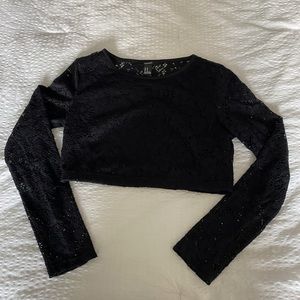 Black lace crop top